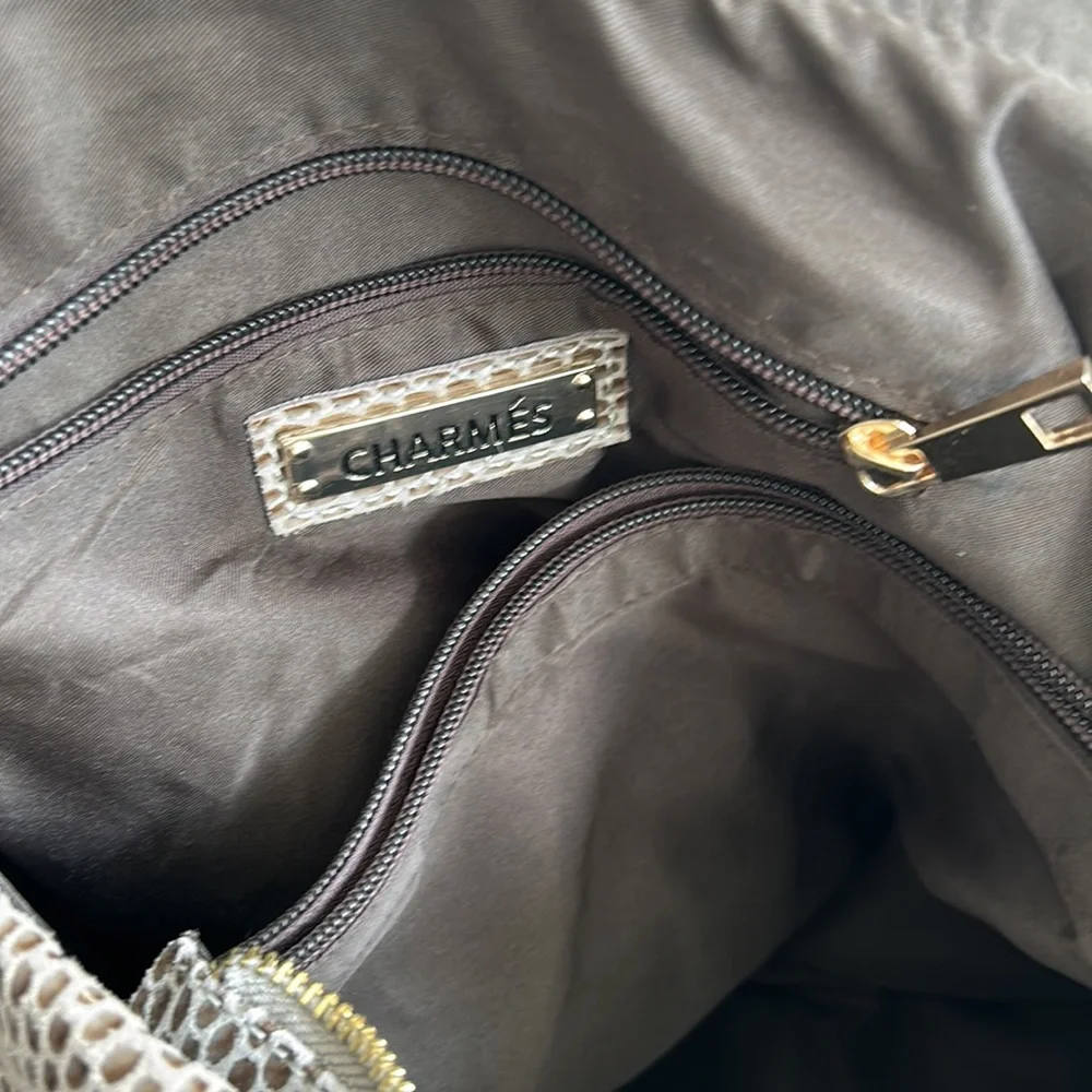 Charmes large snakeskin pattern bag